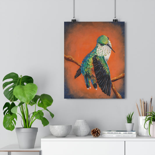 "Hummingbird Ballet" Giclée Art Print — Vibrant Tropical Bird Wall Art