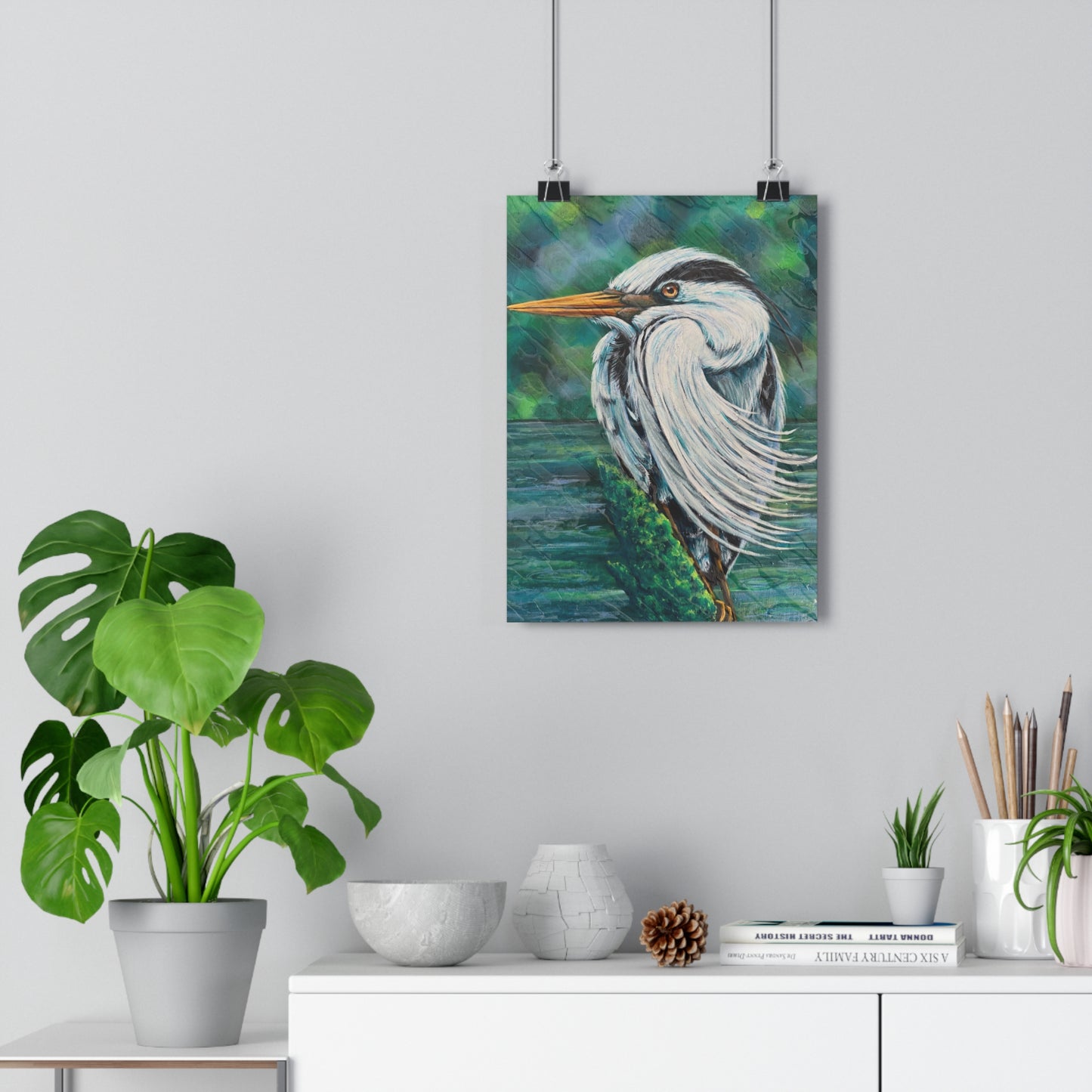 "Hunkered Down Heron" Giclée Art Print