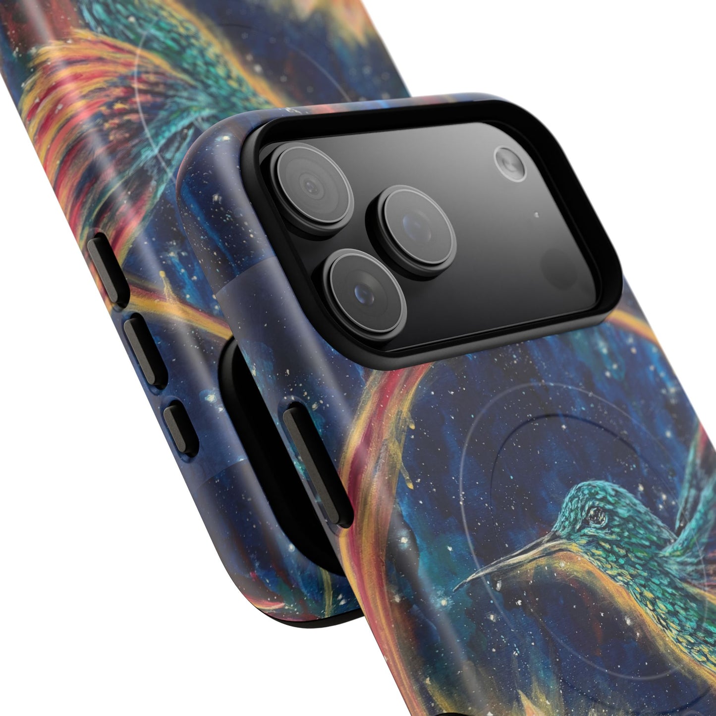 "Continuum" Hummingbird Tough Magnetic iPhone Case Multiple Sizes — Protective MagSafe Compatible Art Case