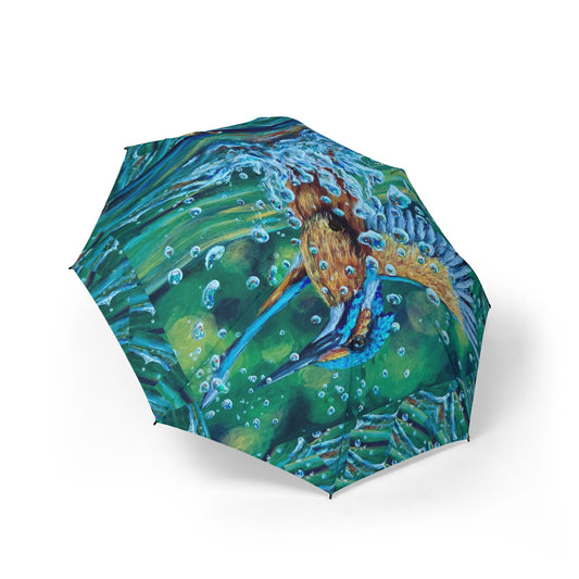"Falling Up" Foldable Umbrella — Colorful Kingfisher Rain Compact Umbrella (Semi-Automatic)