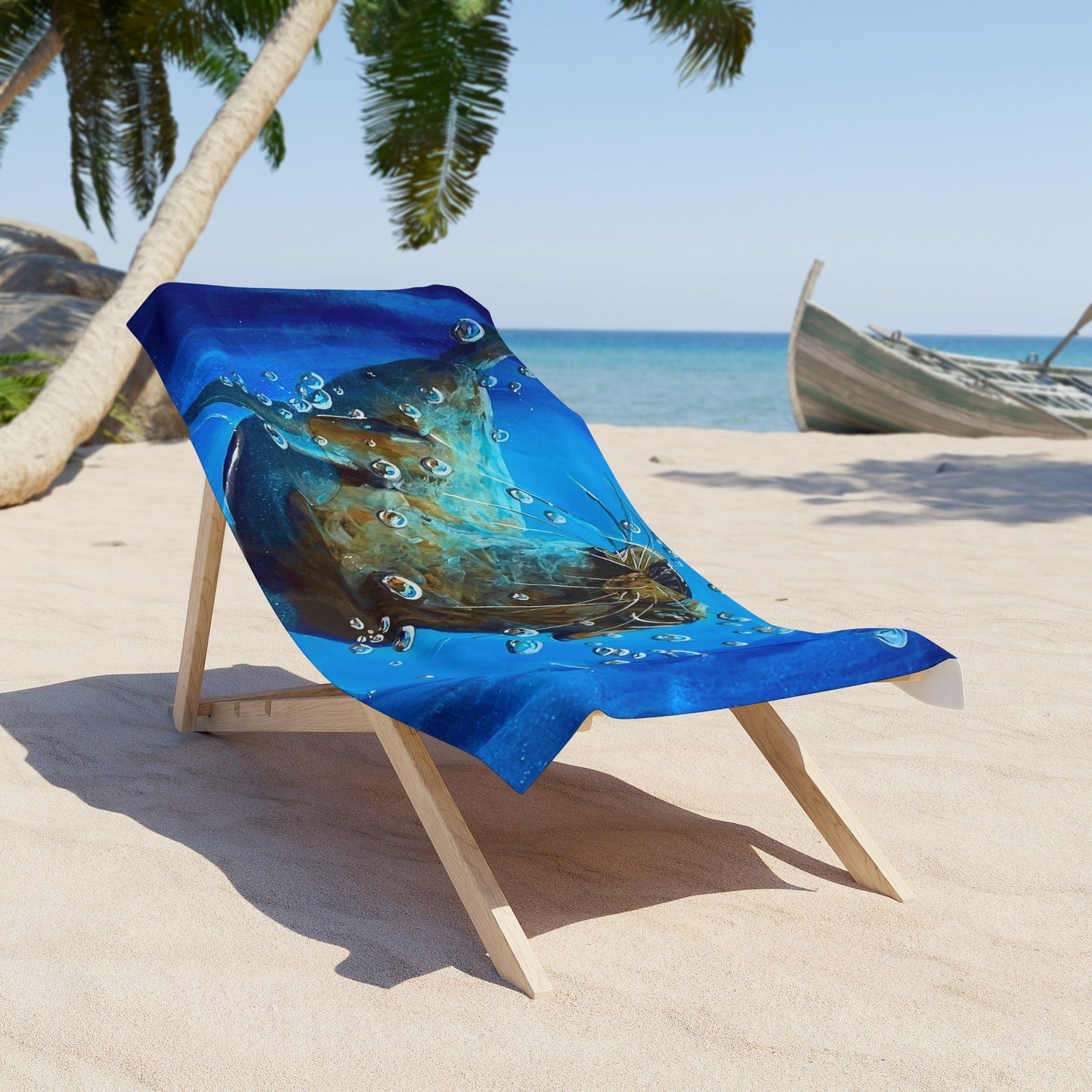 "Arthur" Sea Lion Underwater Beach Towel — Playful Ocean Animal Print