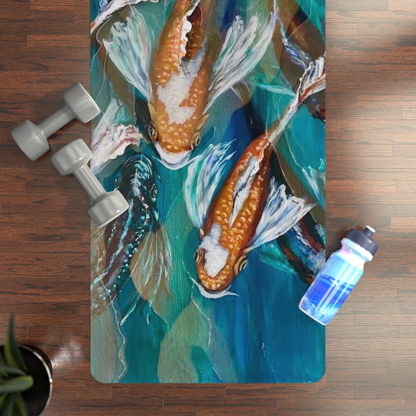 "School of Luck" Koi Pond Rubber Yoga Mat