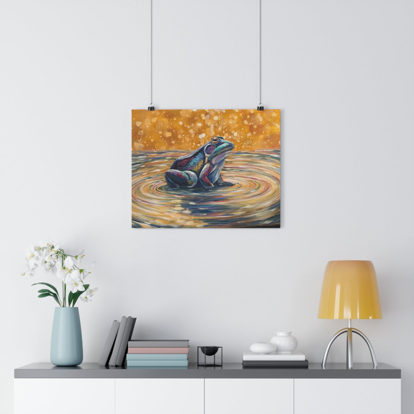 "Make a Ripple" Giclée Art Print — Colorful Pond Frog Illustration Wall Art