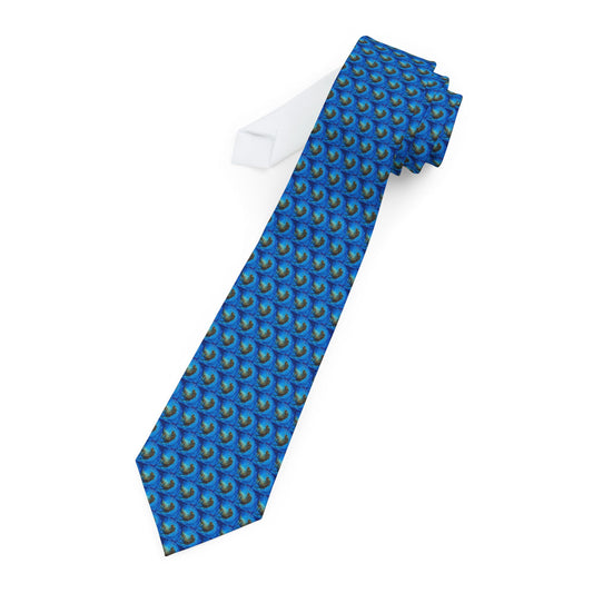 "Arthur" Sea Lion Pattern Necktie — Blue Elegant Paisley-Inspired Formal Tie