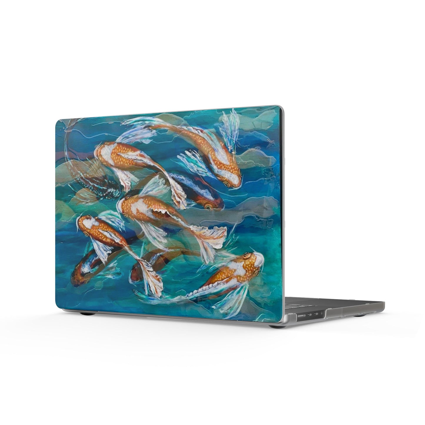 "School of Luck" Koi Fish Matte MacBook Case — Serene Blue Pond Laptop Cover