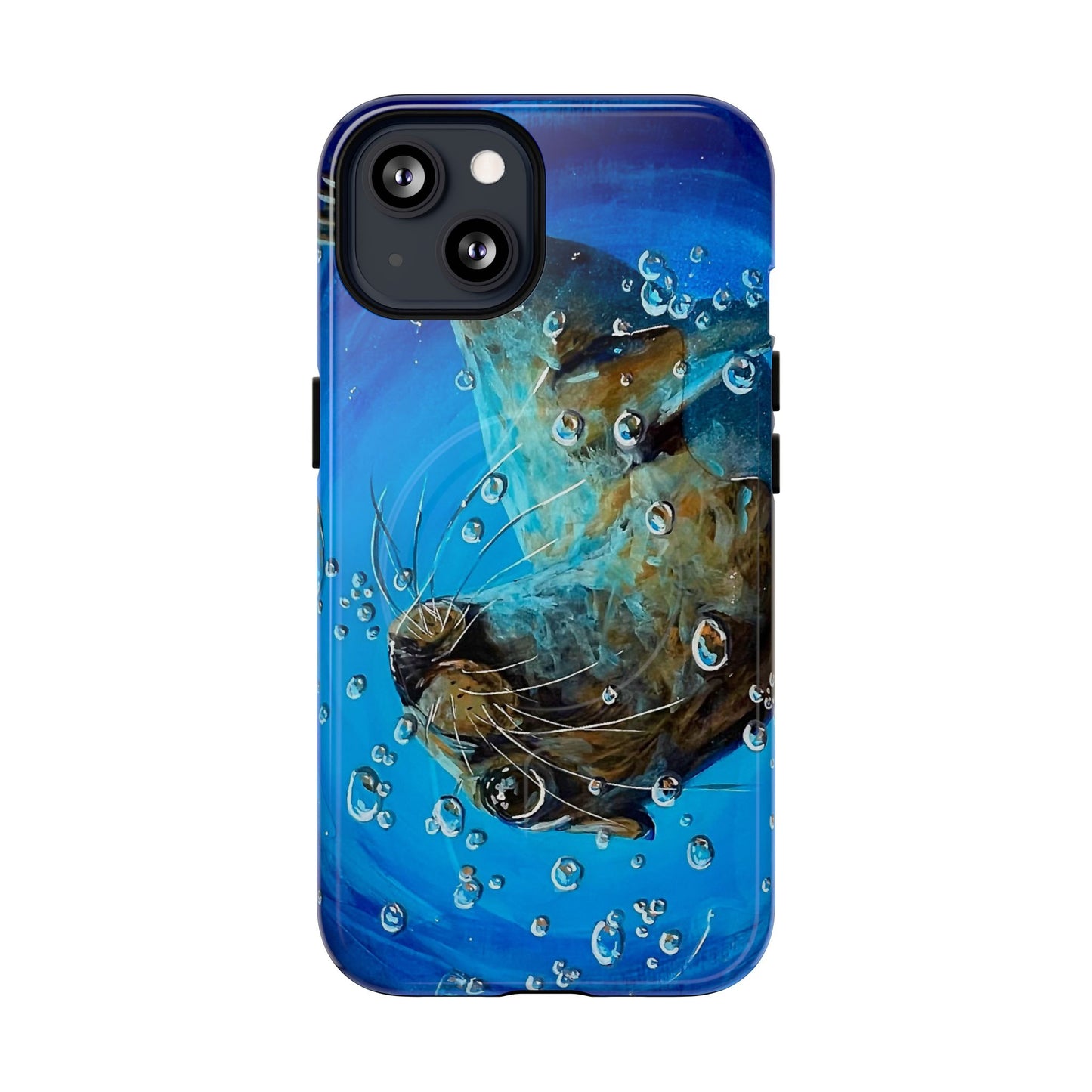 "Arthur" Sea Lion with Bubbles Tough Magnetic iPhone Case — Many sizes