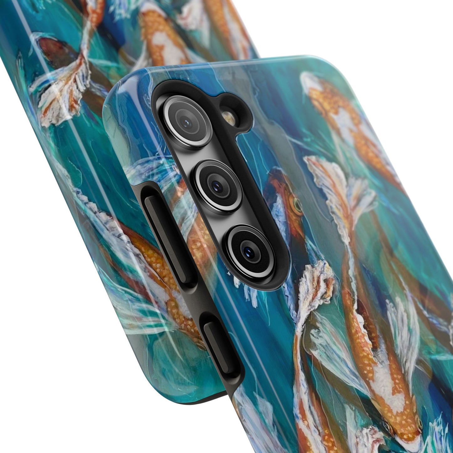 "School of Luck" Koi Pond Tough Samsung Galaxy Phone Case Multiple Sizes — Blue Teal Watercolor Fish Protective Cover