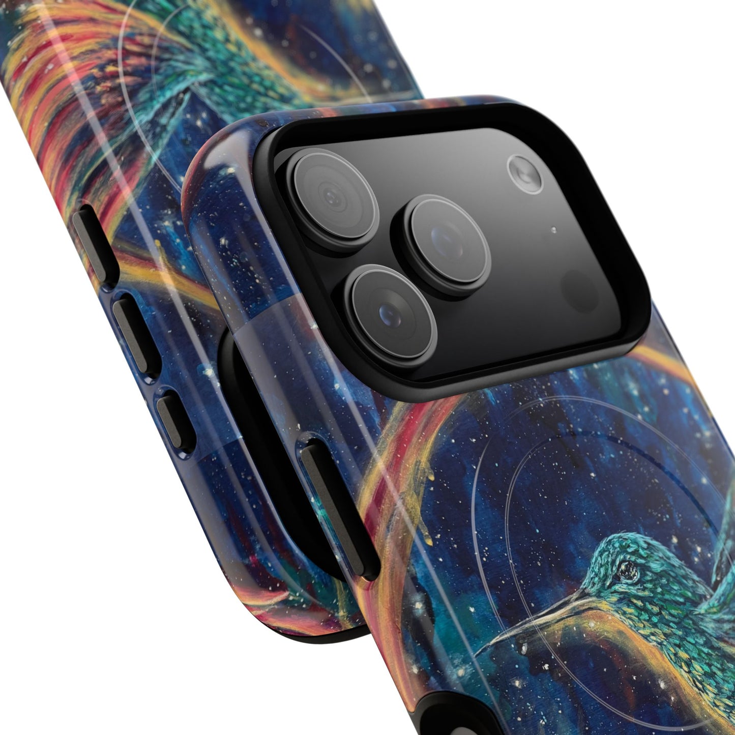 "Continuum" Hummingbird Tough Magnetic iPhone Case Multiple Sizes — Protective MagSafe Compatible Art Case
