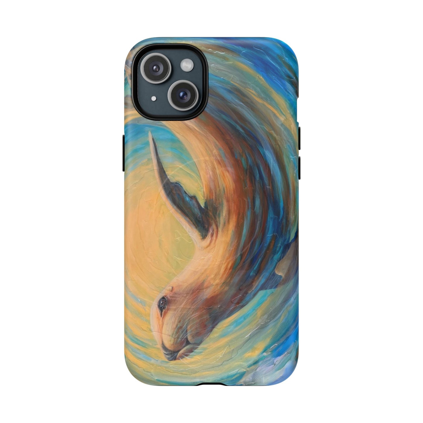 "Through Gilded Tides" Sea Lion in Wave iPhone Case Multiple Sizes| Tough Magnetic Case
