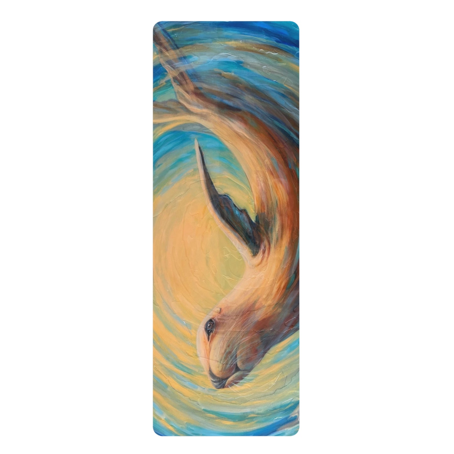 "Through Gilded Tides" Sea Lion Dream Rubber Yoga Mat — Serene Sea Lion Swirl Design, Non‑Slip Fitness Mat