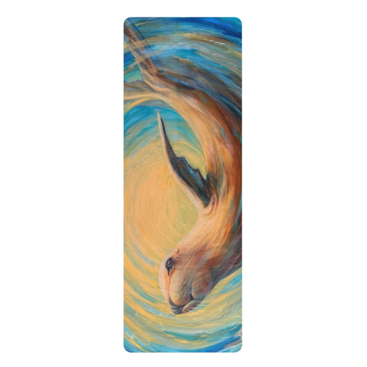 "Through Gilded Tides" Sea Lion Dream Rubber Yoga Mat — Serene Sea Lion Swirl Design, Non‑Slip Fitness Mat