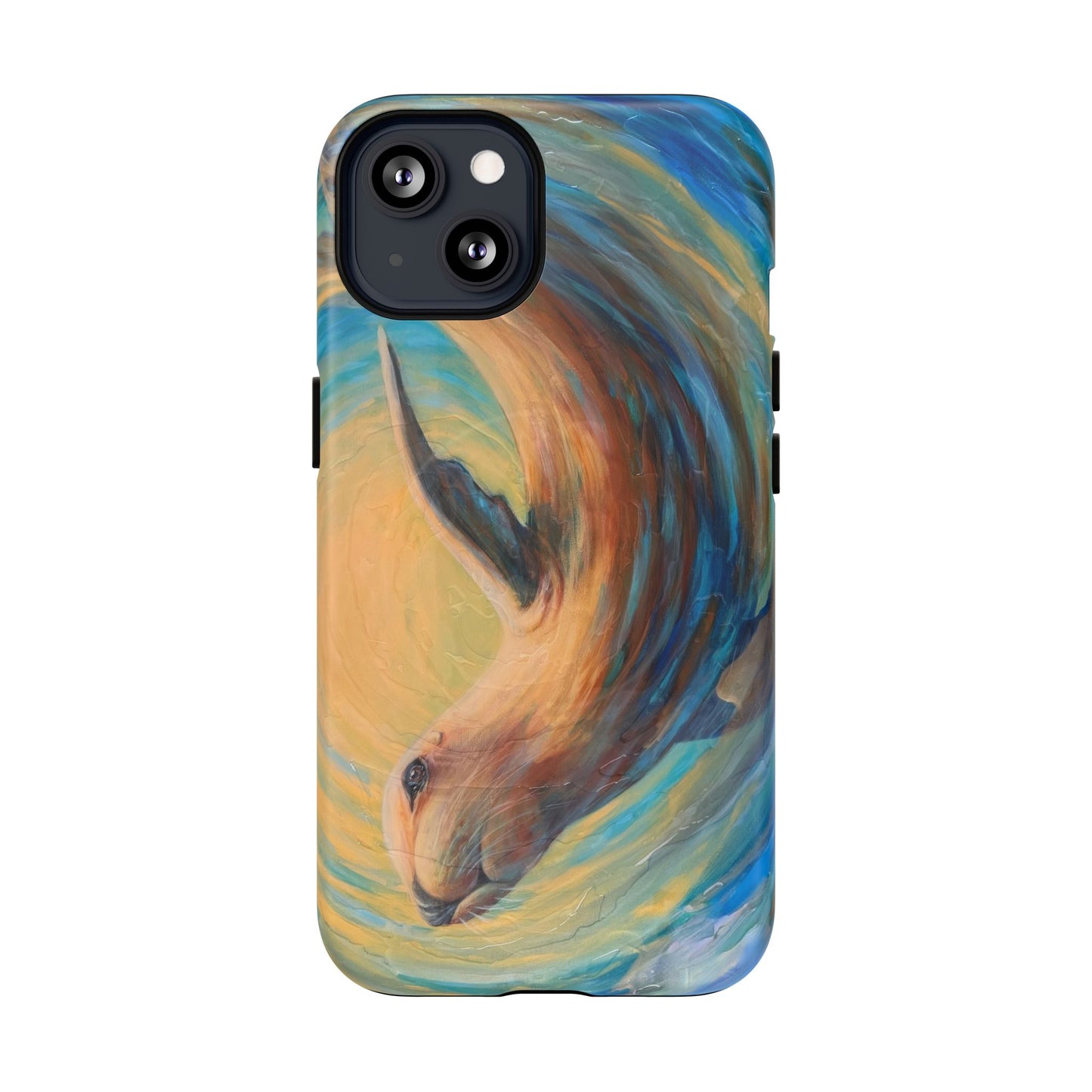 "Through Gilded Tides" Sea Lion in Wave iPhone Case Multiple Sizes| Tough Magnetic Case