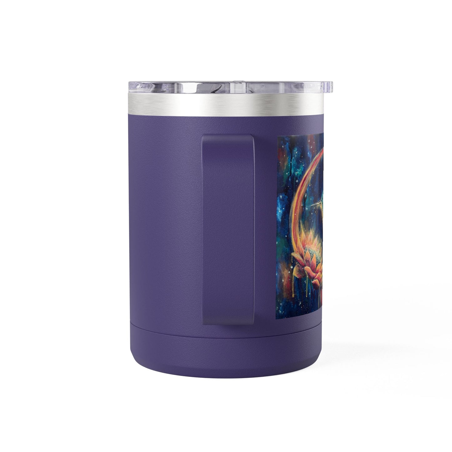 "Continuum" Hummingbird & Night Sky 15oz Travel Mug — Colorful Celestial Bird Tumbler