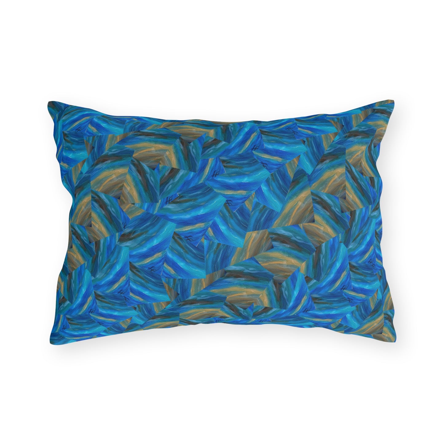 "Through Gilded Tides" Outdoor Pillow — Swirling Sea Lion Beach Art Accent Pillow