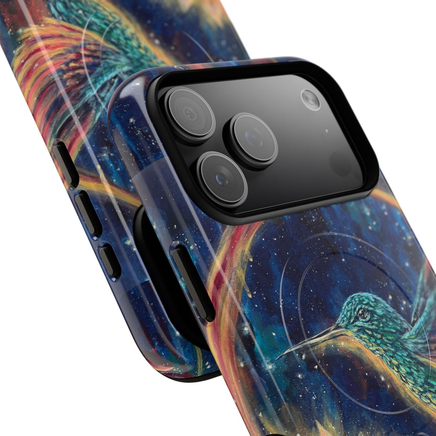 "Continuum" Hummingbird Tough Magnetic iPhone Case Multiple Sizes — Protective MagSafe Compatible Art Case