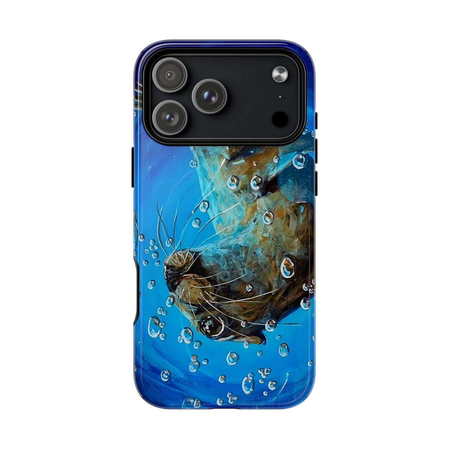 "Arthur" Sea Lion with Bubbles Tough Magnetic iPhone Case — Many sizes