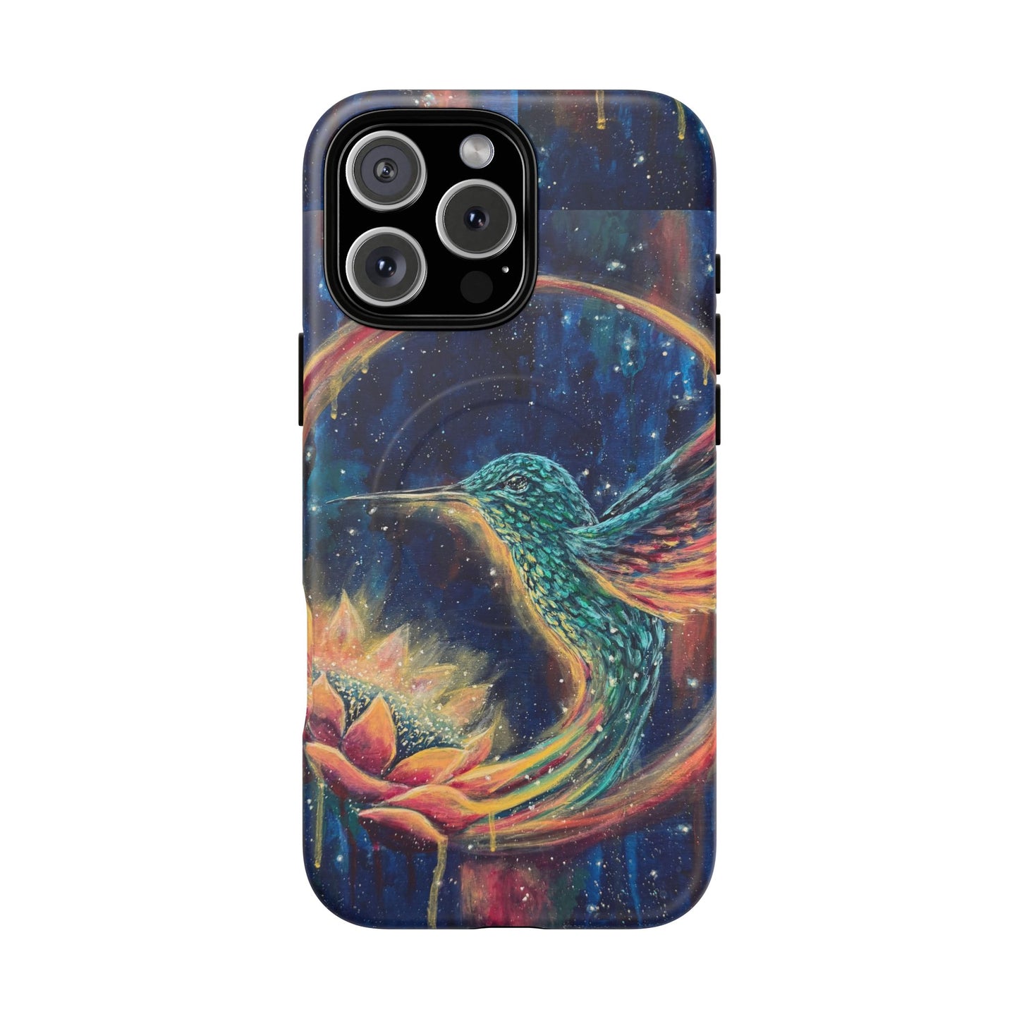 "Continuum" Hummingbird Tough Magnetic iPhone Case Multiple Sizes — Protective MagSafe Compatible Art Case