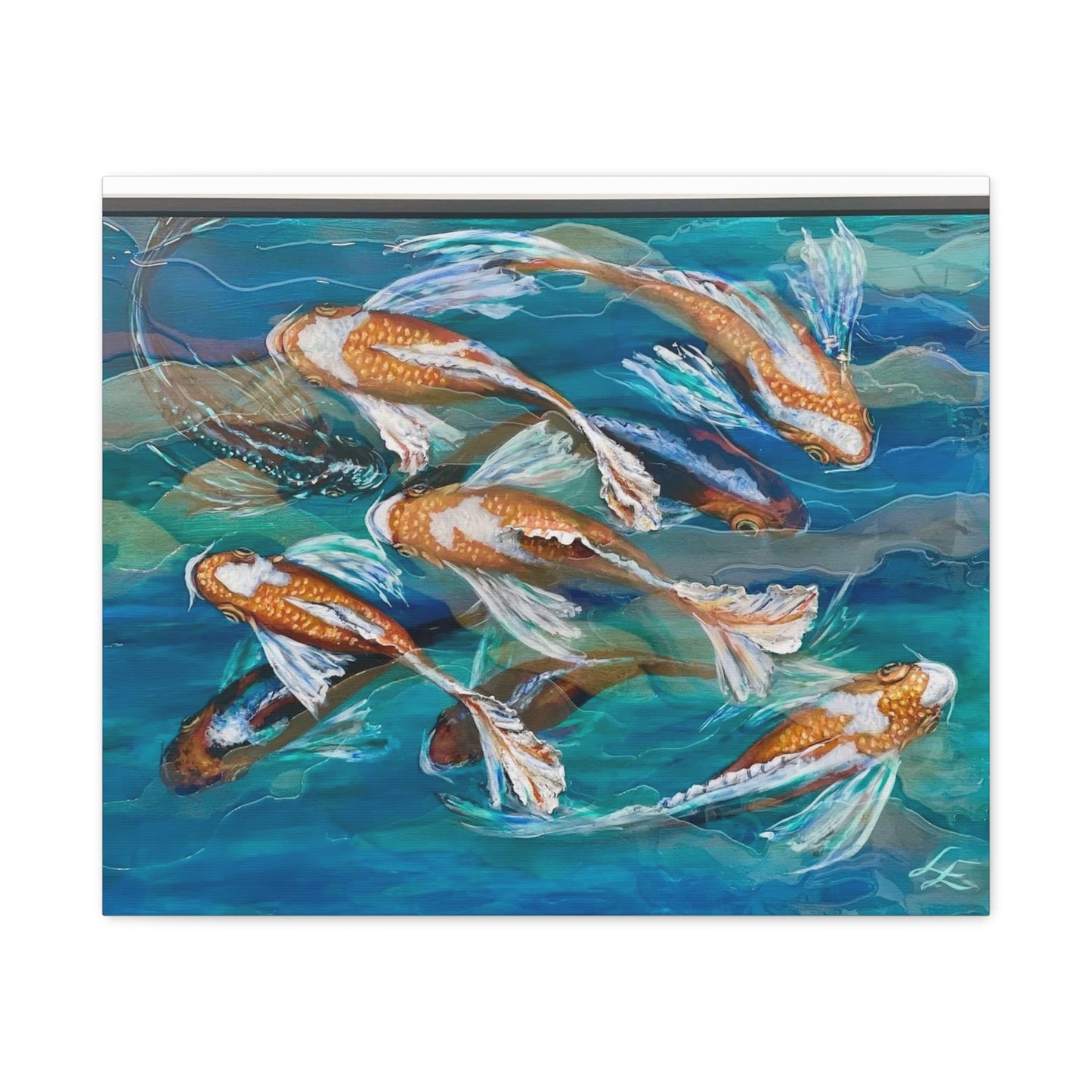 "School of Luck" Koi Fish Matte Canvas