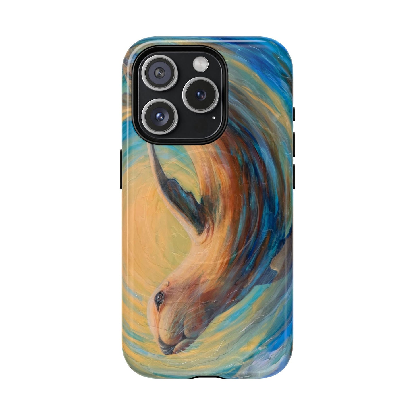 "Through Gilded Tides" Sea Lion in Wave iPhone Case Multiple Sizes| Tough Magnetic Case