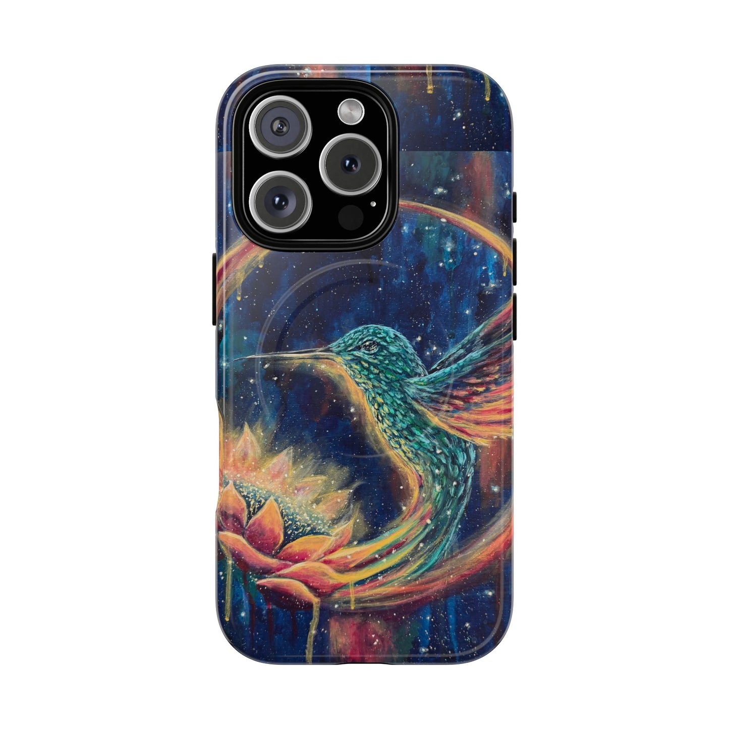 "Continuum" Hummingbird Tough Magnetic iPhone Case Multiple Sizes — Protective MagSafe Compatible Art Case