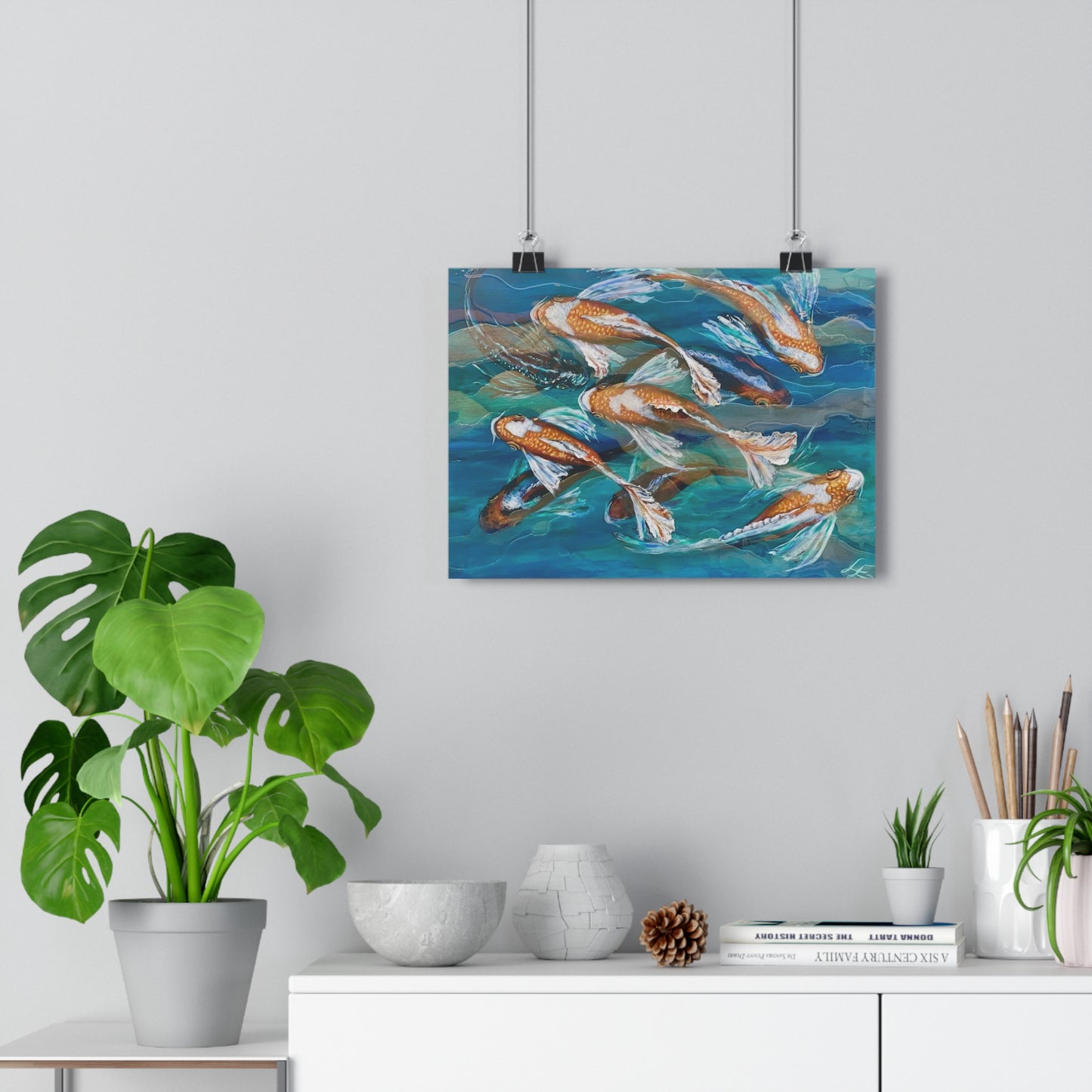 "School of Luck" Koi Pond Giclée Art Print – Serene School of Koi Wall Art