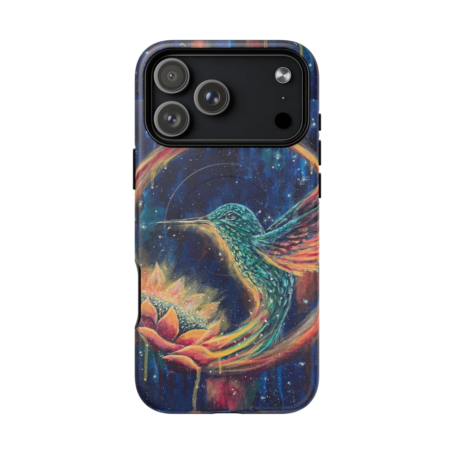 "Continuum" Hummingbird Tough Magnetic iPhone Case Multiple Sizes — Protective MagSafe Compatible Art Case