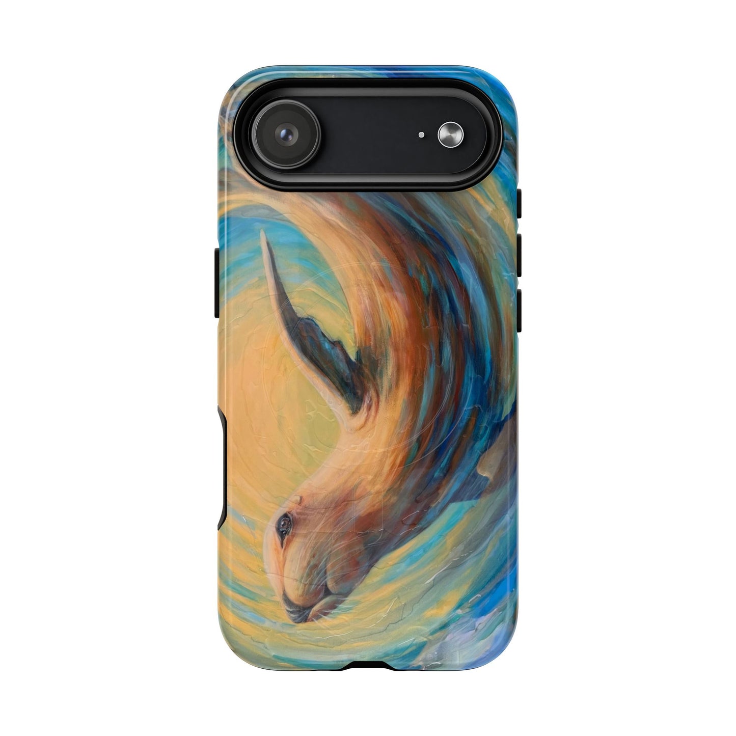 "Through Gilded Tides" Sea Lion in Wave iPhone Case Multiple Sizes| Tough Magnetic Case