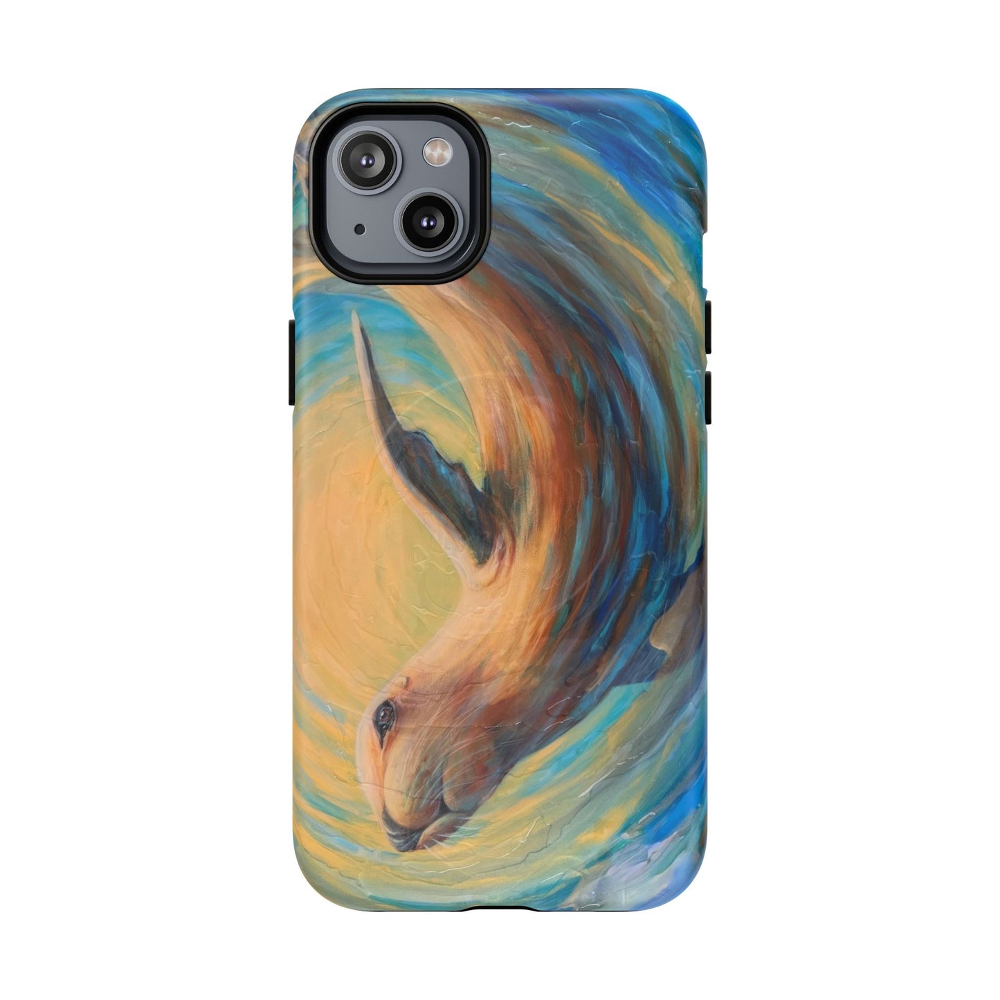 "Through Gilded Tides" Sea Lion in Wave iPhone Case Multiple Sizes| Tough Magnetic Case