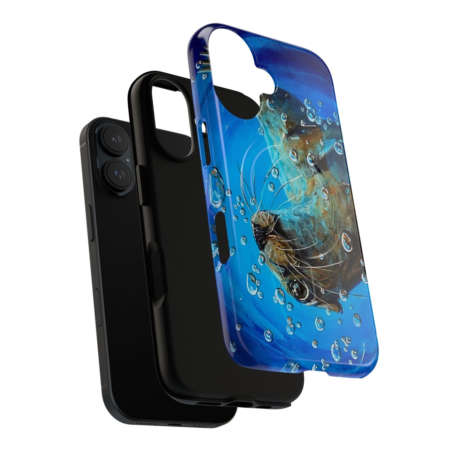 "Arthur" Sea Lion with Bubbles Tough Magnetic iPhone Case — Many sizes