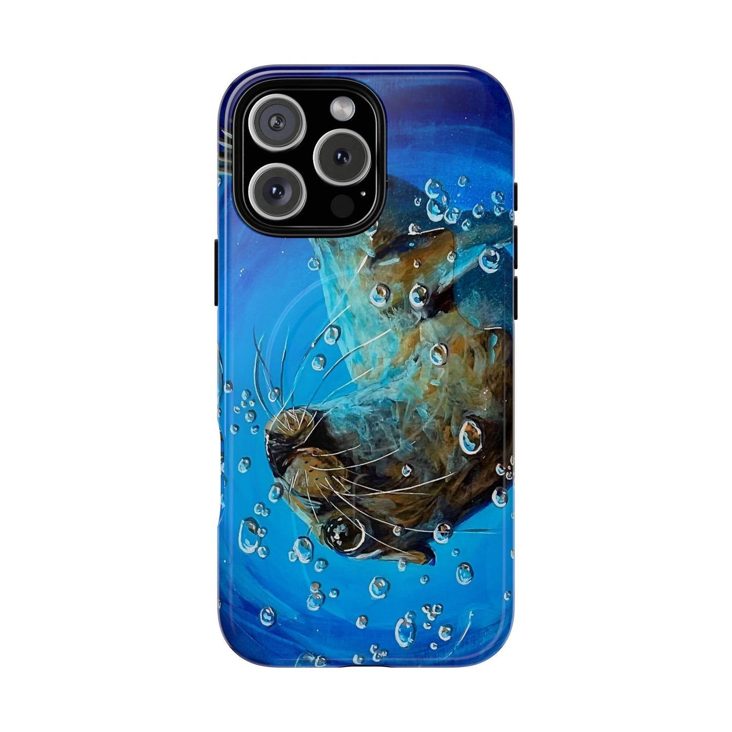 "Arthur" Sea Lion with Bubbles Tough Magnetic iPhone Case — Many sizes