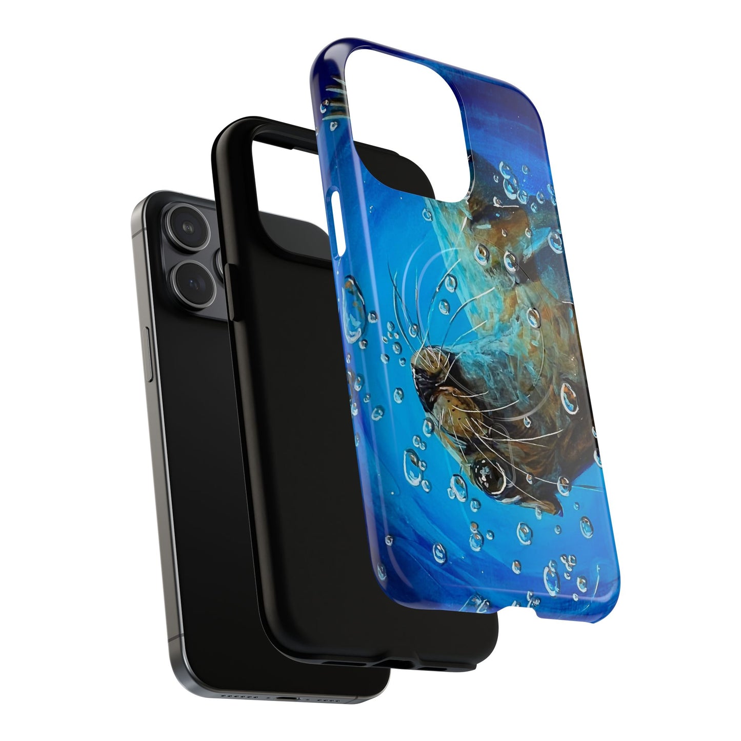 "Arthur" Sea Lion with Bubbles Tough Magnetic iPhone Case — Many sizes