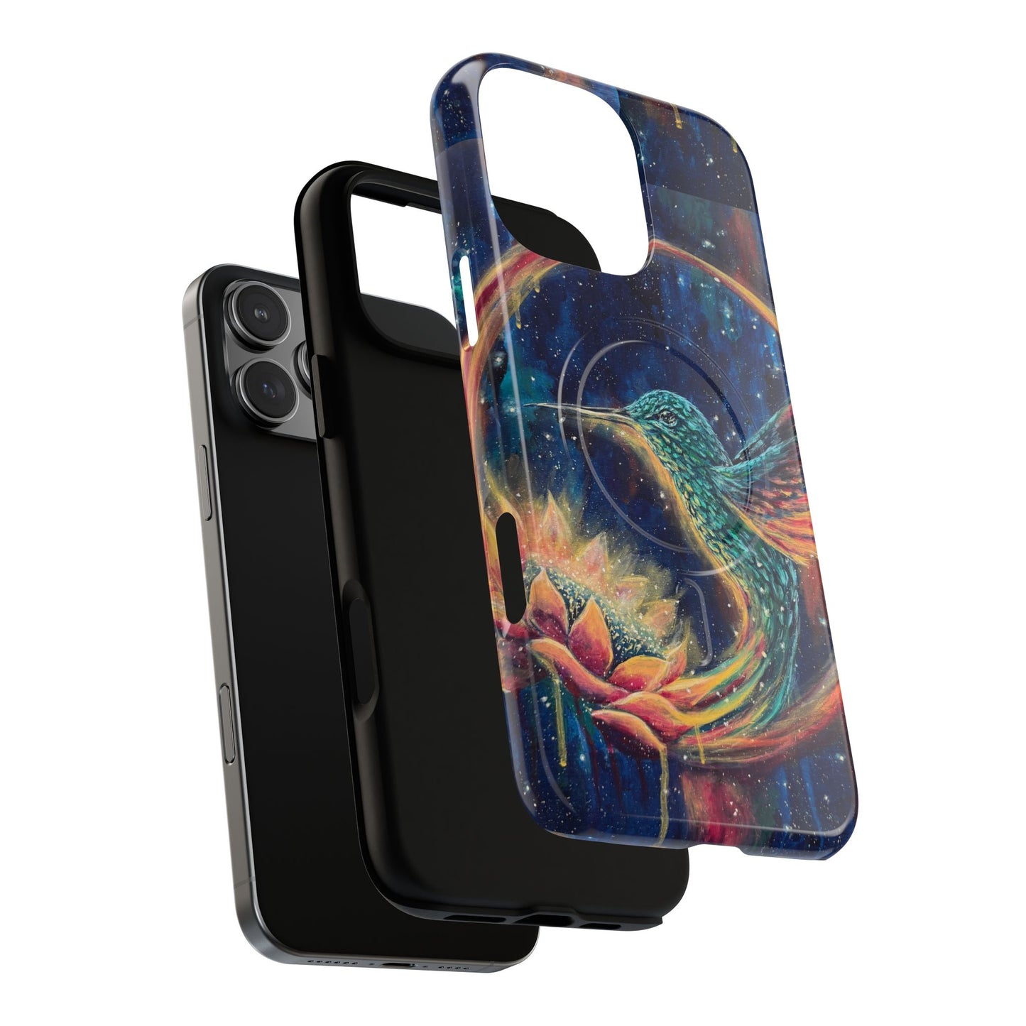 "Continuum" Hummingbird Tough Magnetic iPhone Case Multiple Sizes — Protective MagSafe Compatible Art Case