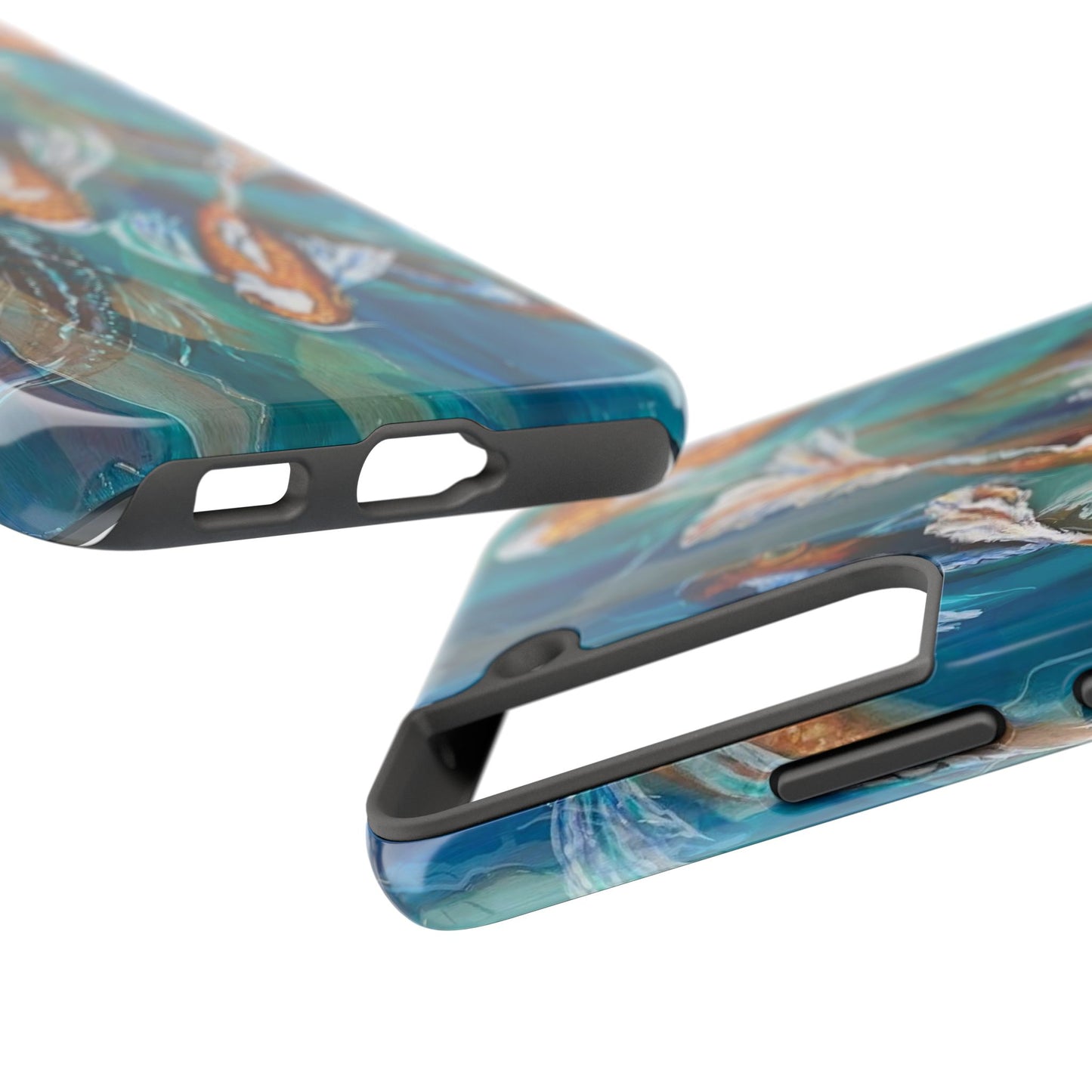 "School of Luck" Koi Pond Tough Samsung Galaxy Phone Case Multiple Sizes — Blue Teal Watercolor Fish Protective Cover
