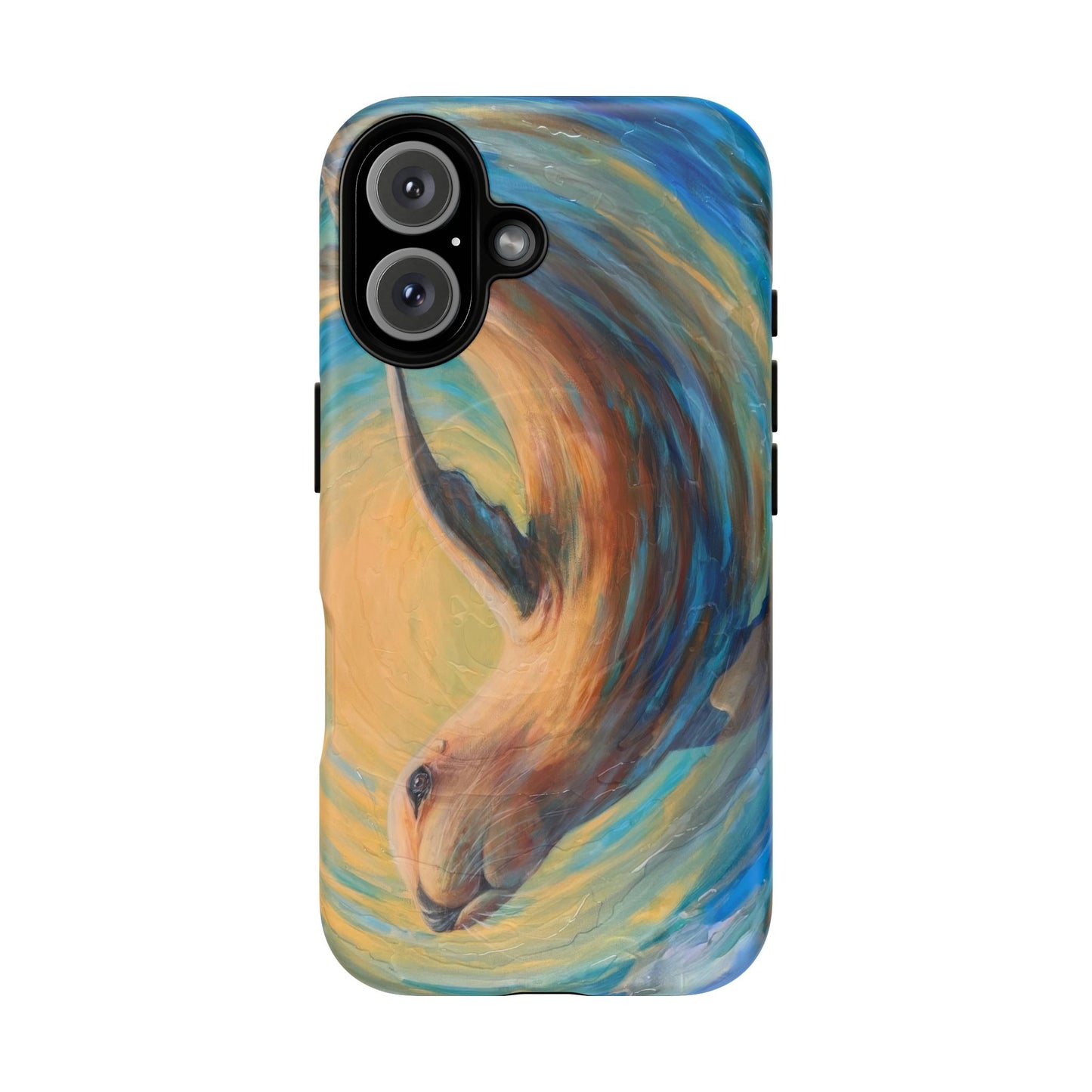 "Through Gilded Tides" Sea Lion in Wave iPhone Case Multiple Sizes| Tough Magnetic Case