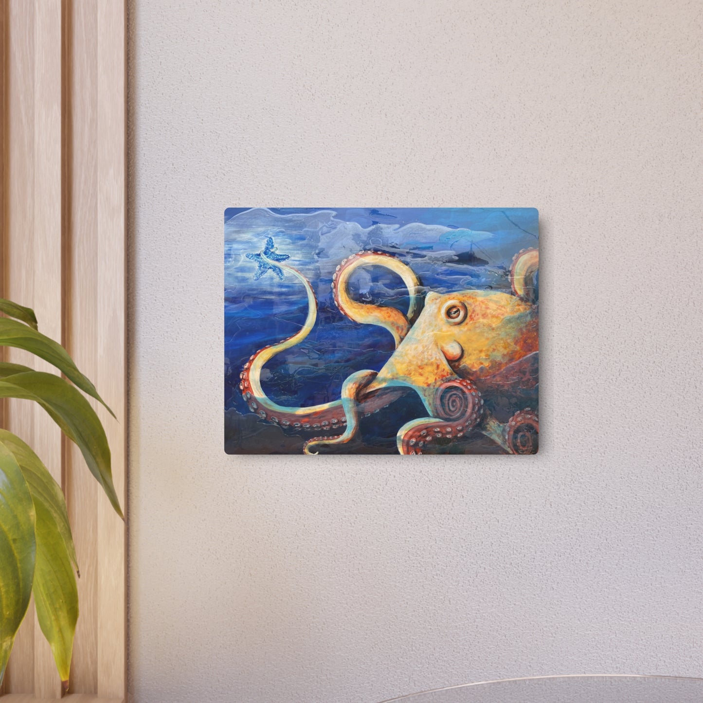 "Starcatcher" Octopus Illustration Metal Art | Ocean Creature Wall Sign, Nautical Decor