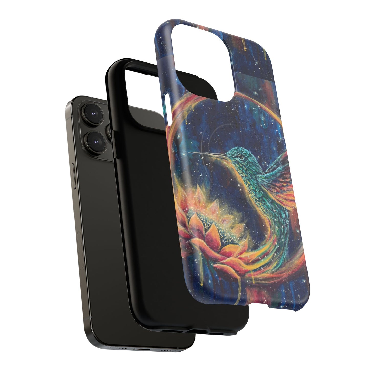 "Continuum" Hummingbird Tough Magnetic iPhone Case Multiple Sizes — Protective MagSafe Compatible Art Case
