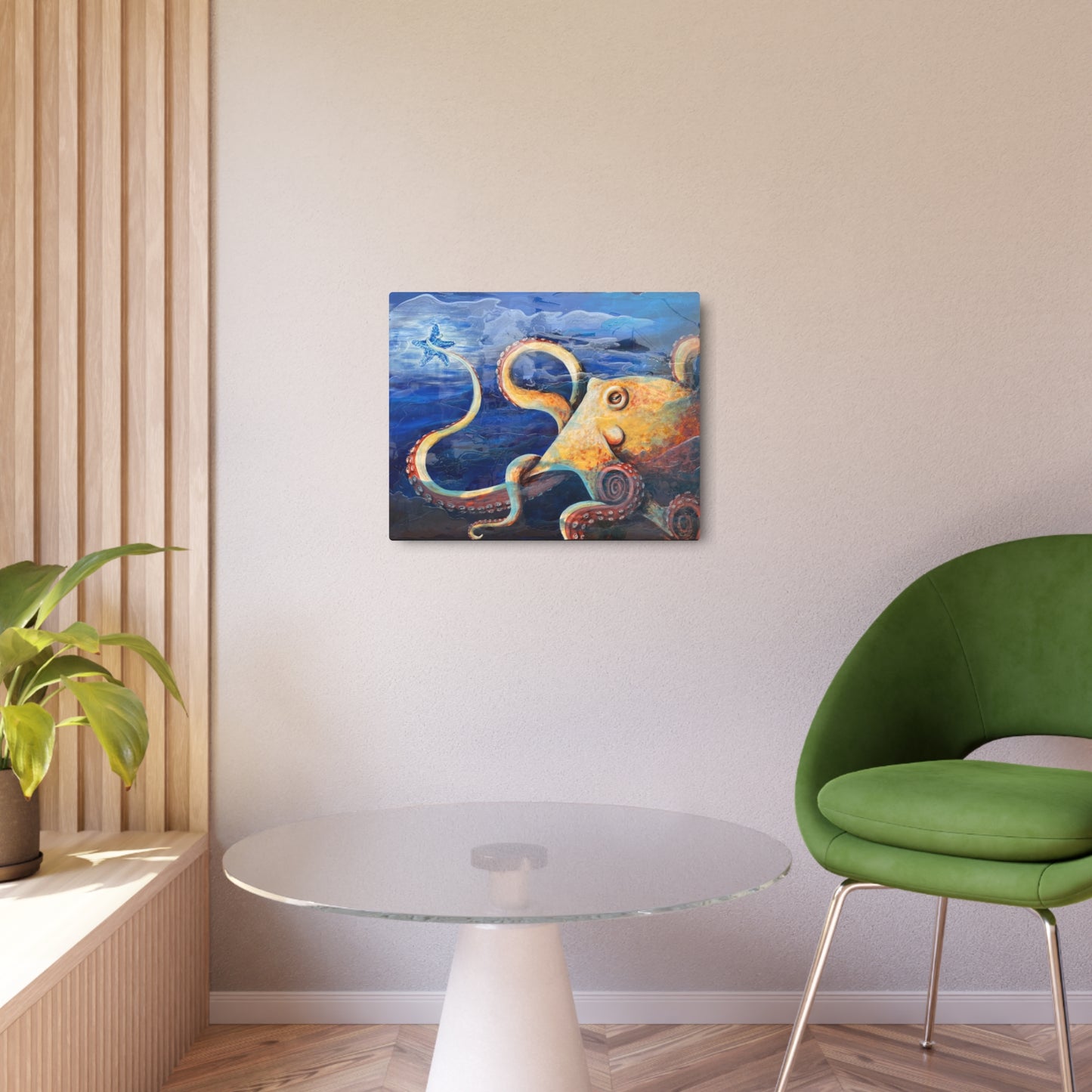 "Starcatcher" Octopus Illustration Metal Art | Ocean Creature Wall Sign, Nautical Decor