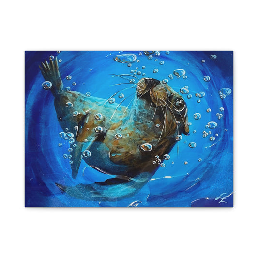 "Arthur" Playful Sea Lion Canvas | Matte Stretched Wall Art