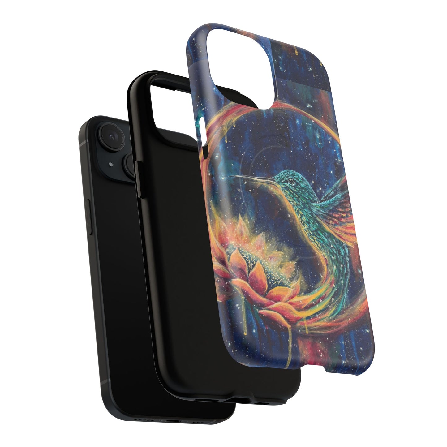 "Continuum" Hummingbird Tough Magnetic iPhone Case Multiple Sizes — Protective MagSafe Compatible Art Case
