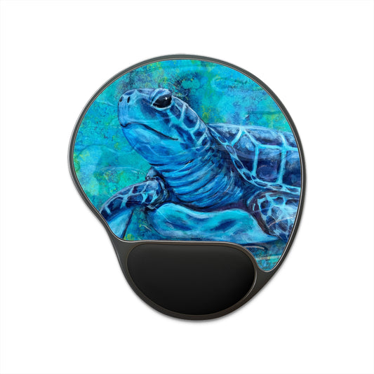 "Rufus" Sea Turtle Gel Wrist Rest Mouse Pad — Ocean Blue Desk Accessory