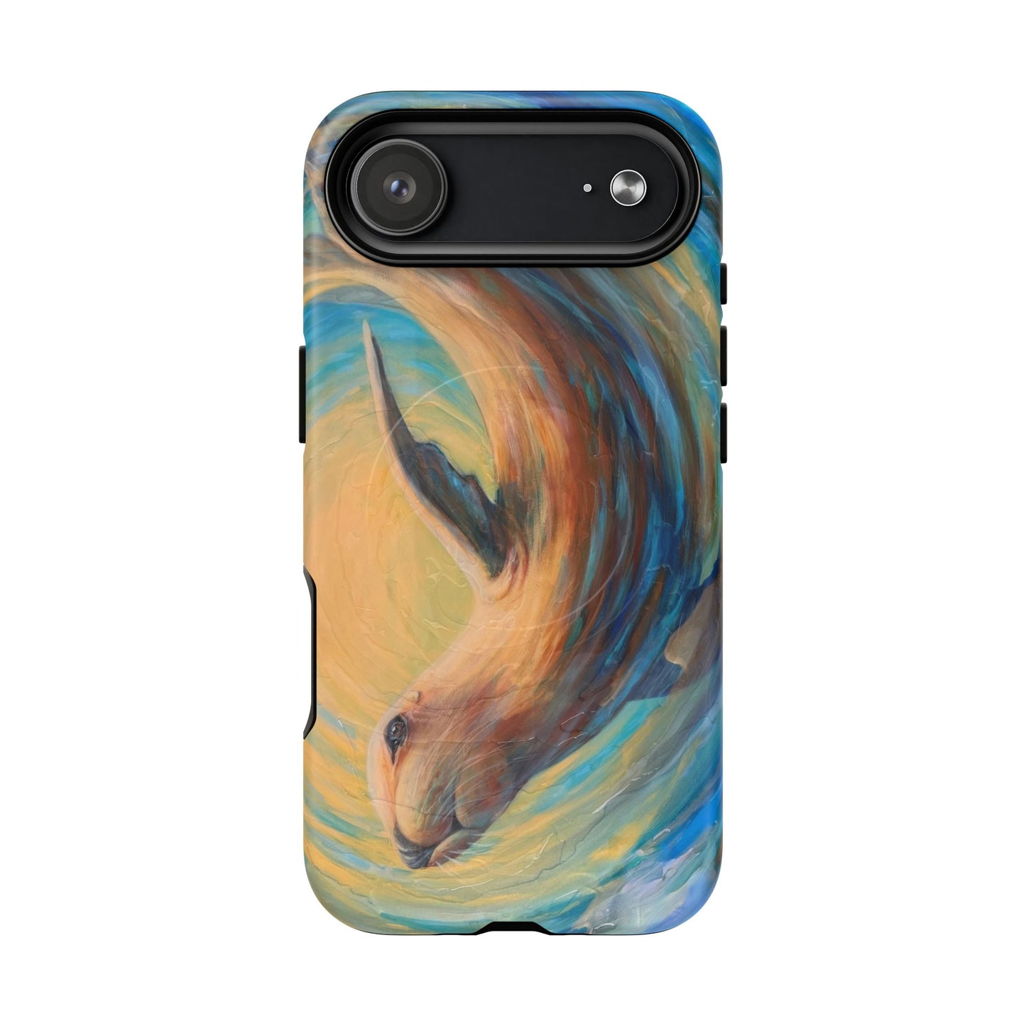 "Through Gilded Tides" Sea Lion in Wave iPhone Case Multiple Sizes| Tough Magnetic Case