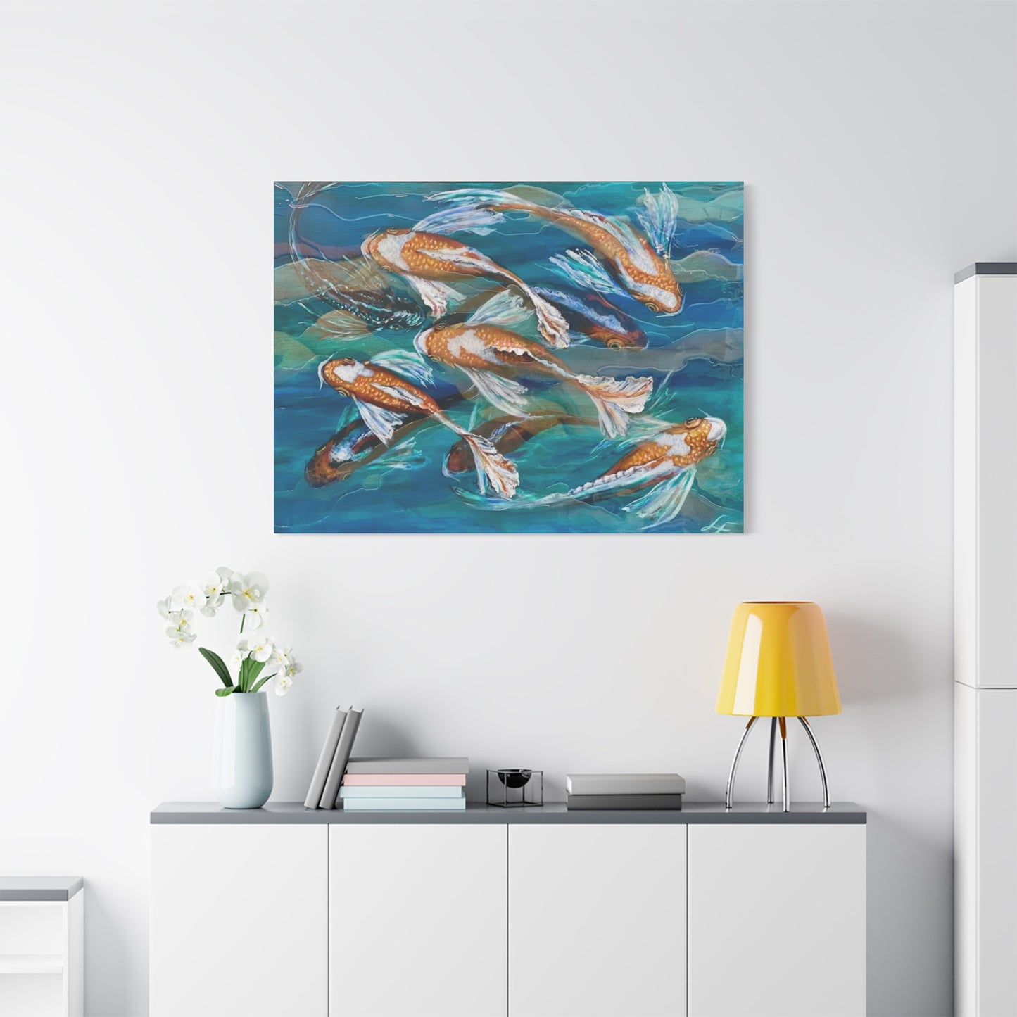"School of Luck" Koi Fish Matte Canvas