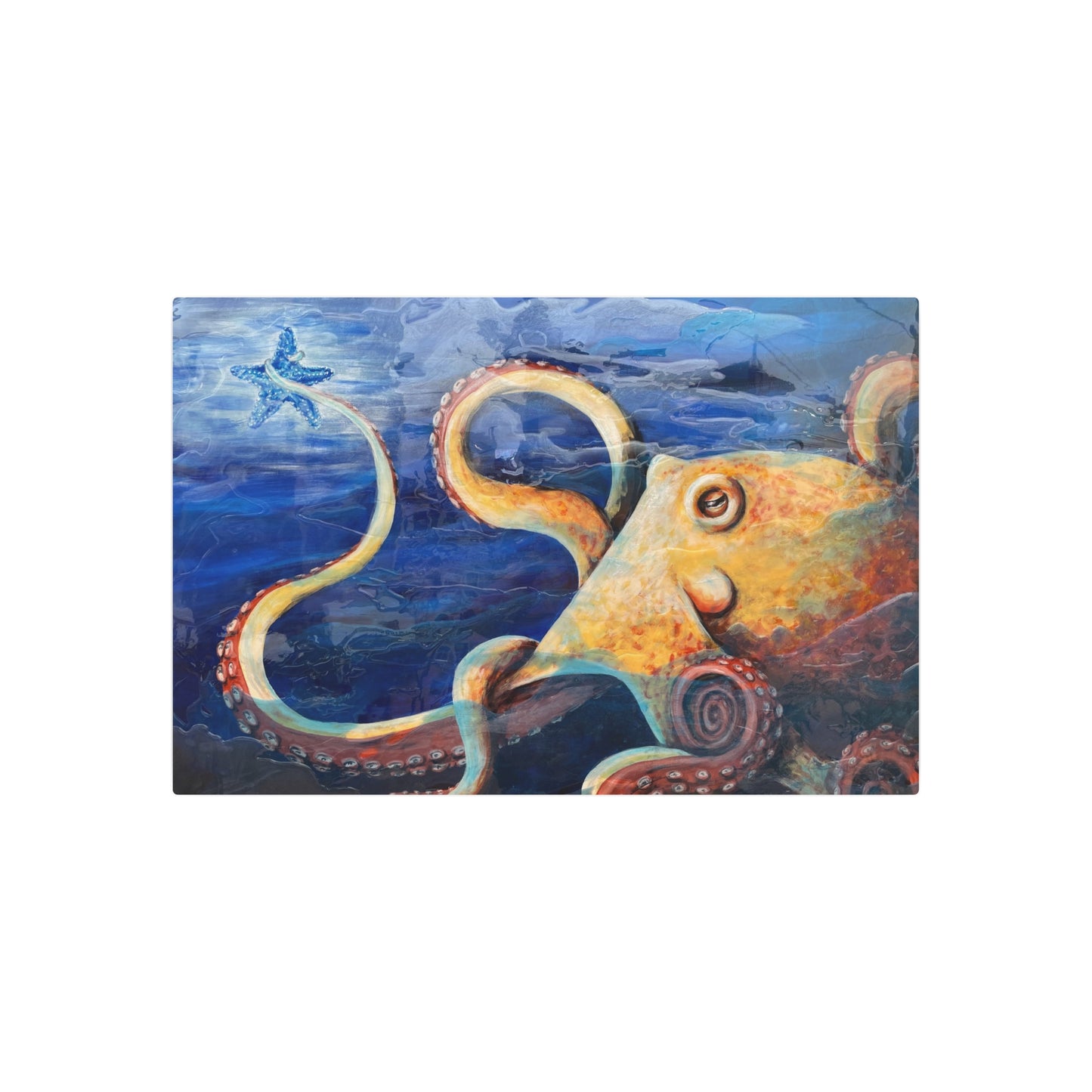 "Starcatcher" Octopus Illustration Metal Art | Ocean Creature Wall Sign, Nautical Decor