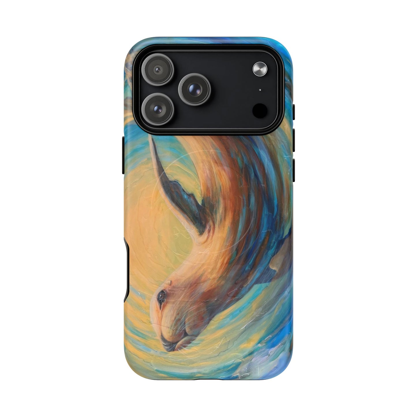 "Through Gilded Tides" Sea Lion in Wave iPhone Case Multiple Sizes| Tough Magnetic Case