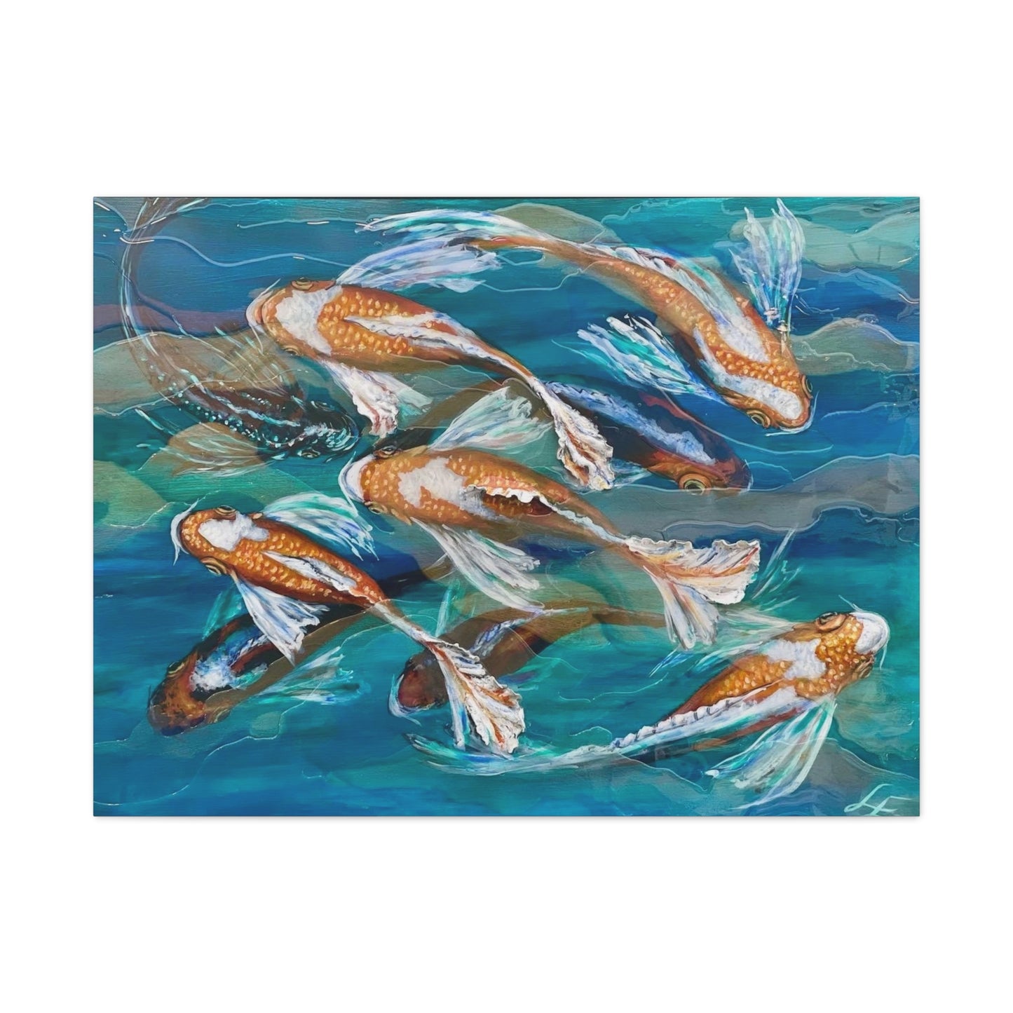"School of Luck" Koi Fish Matte Canvas