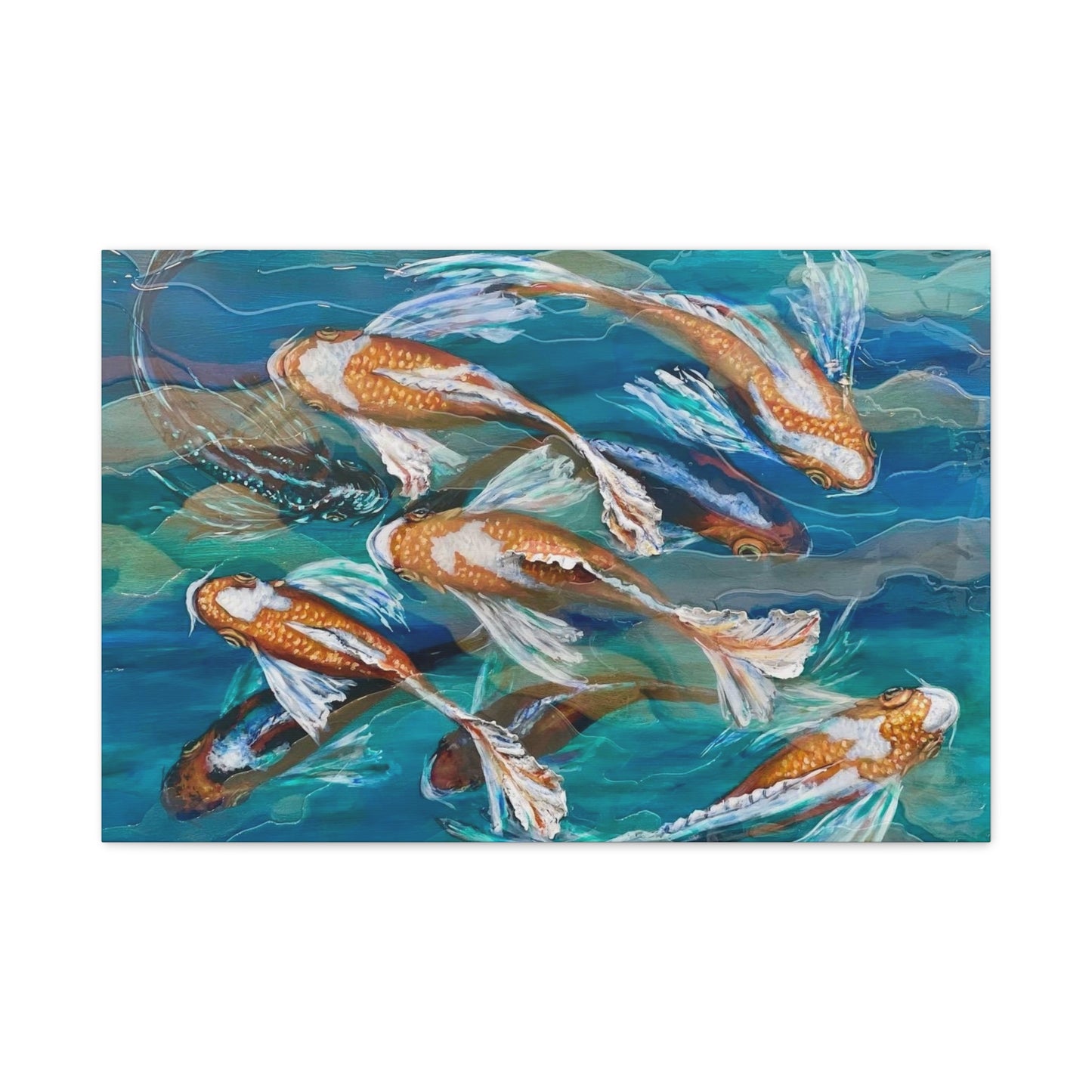"School of Luck" Koi Fish Matte Canvas