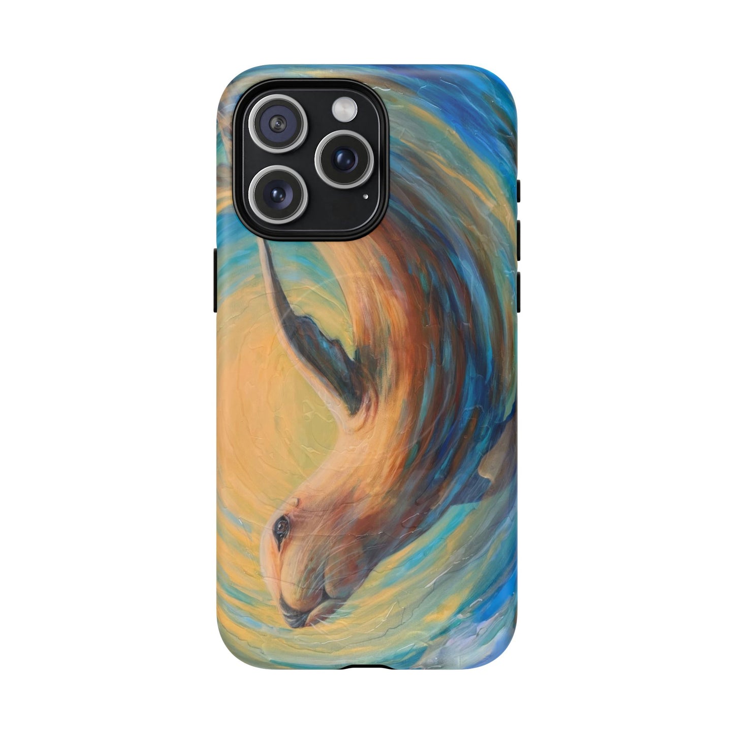 "Through Gilded Tides" Sea Lion in Wave iPhone Case Multiple Sizes| Tough Magnetic Case