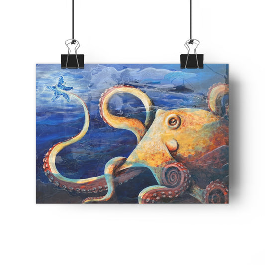 "Starcatcher" Octopus Sea Giclée Art Print — Vibrant Ocean Nautical Wall Art