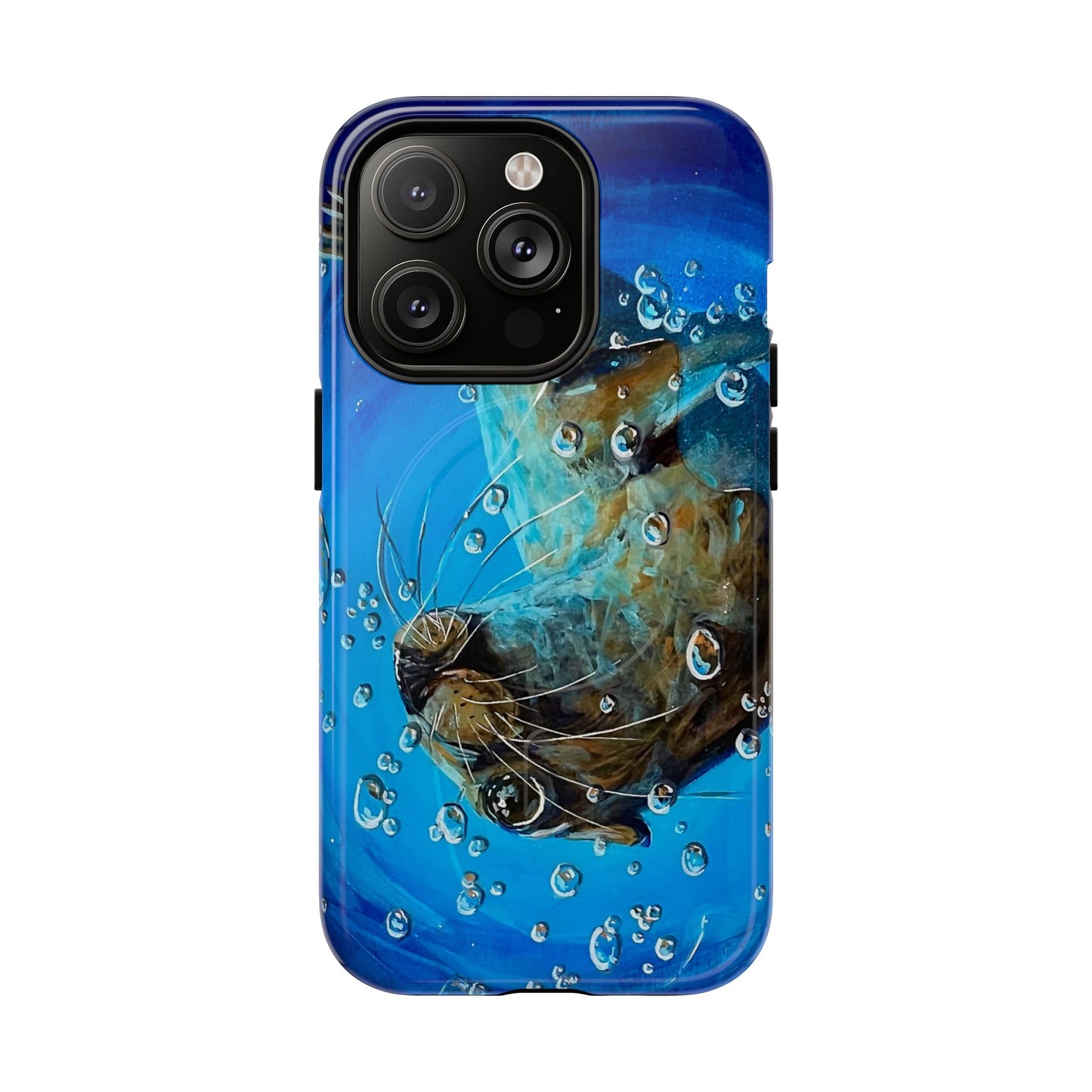 "Arthur" Sea Lion with Bubbles Tough Magnetic iPhone Case — Many sizes