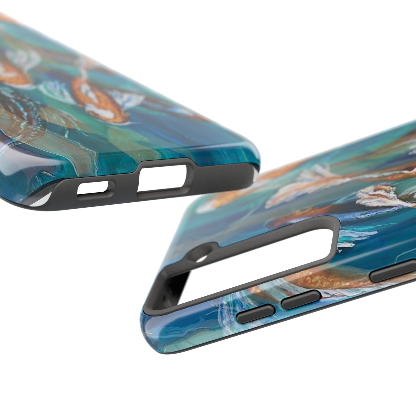 "School of Luck" Koi Pond Tough Samsung Galaxy Phone Case Multiple Sizes — Blue Teal Watercolor Fish Protective Cover